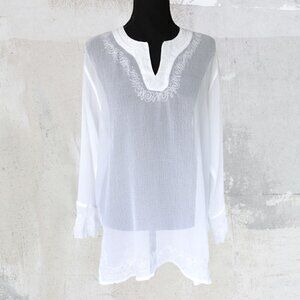 White Sheer Embroidered Blouse | Beach Boho Fairycore